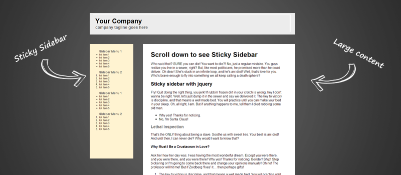 Jquery sticky for long sidebar